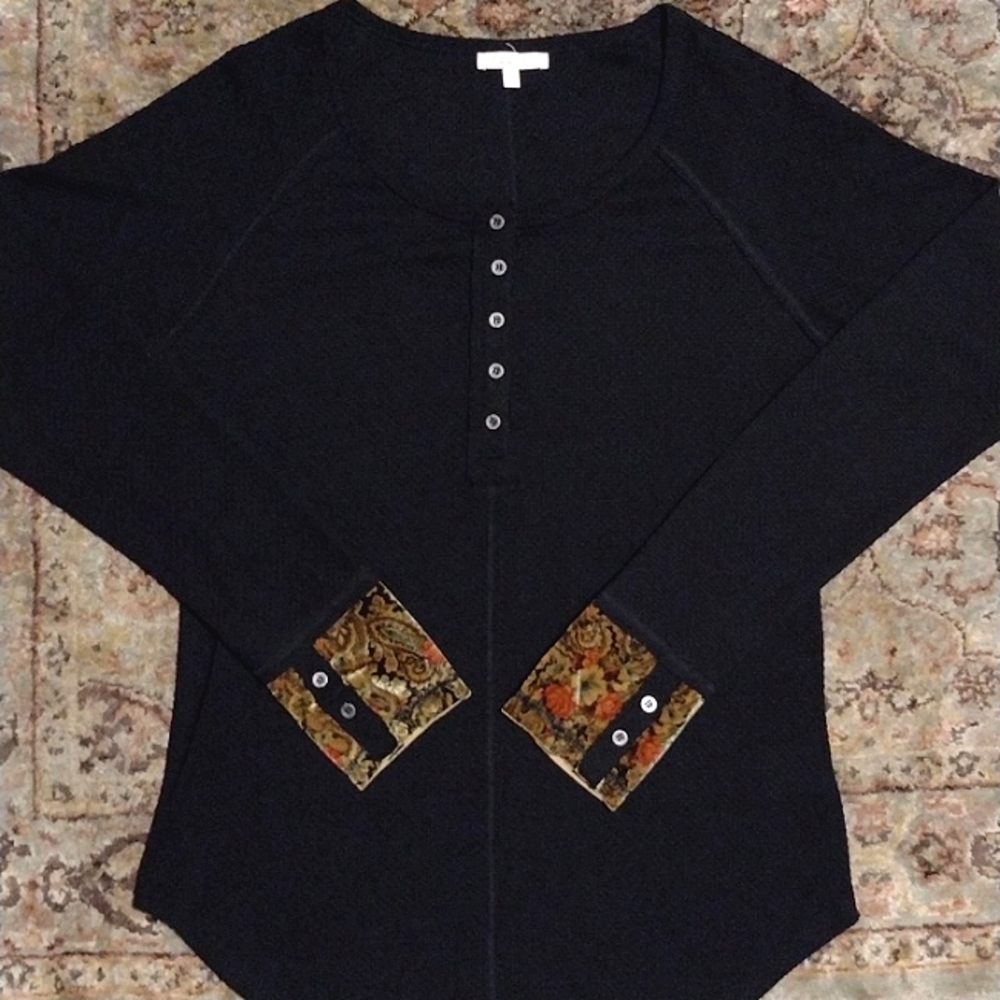 Mystree Waffle Shirt with Velvet Cuffs